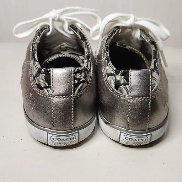Coach Shoes Womens 5BCasual Signature shoes GreySilver Low Top Lace Up - Picture 4 of 7